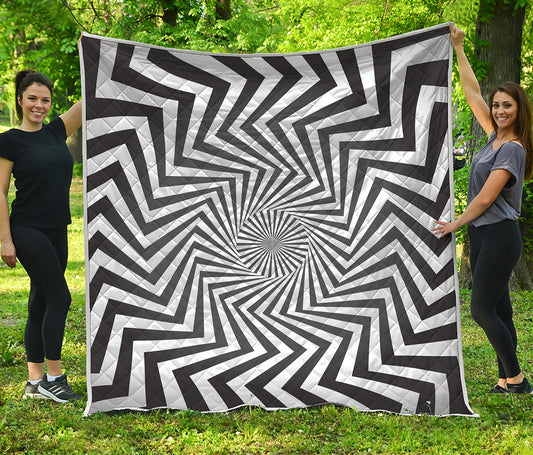 Angular Swirl Motion Illusion Print Quilt