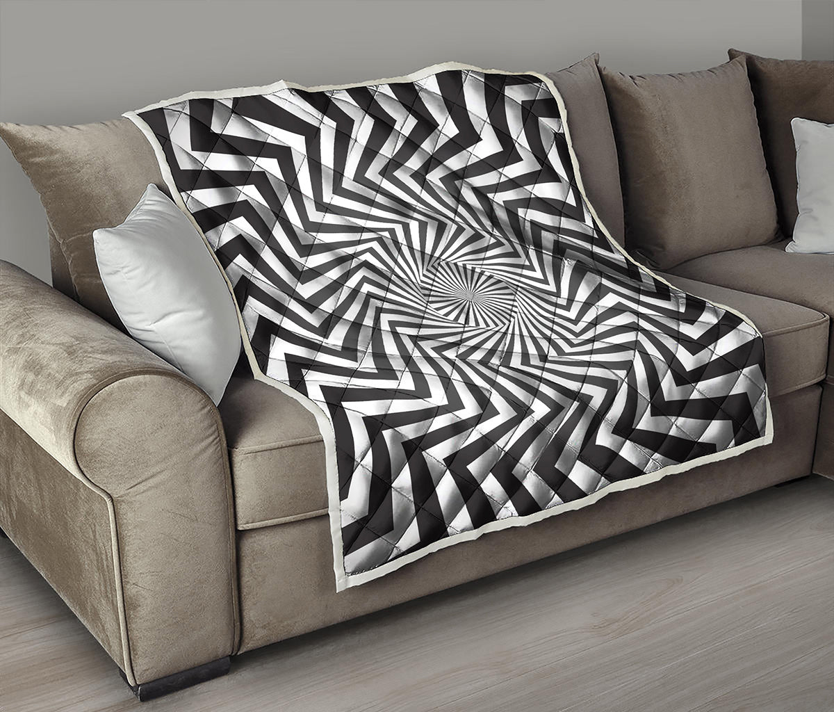 Angular Swirl Motion Illusion Print Quilt