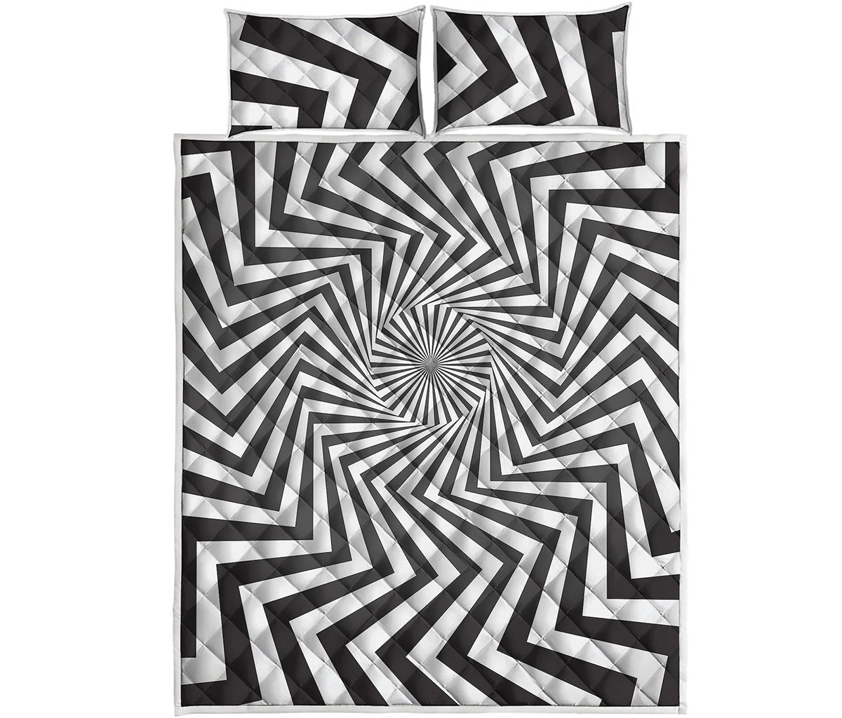 Angular Swirl Motion Illusion Print Quilt Bed Set