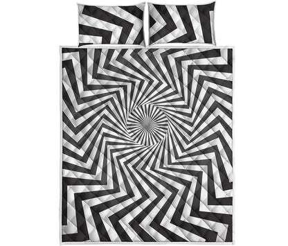 Angular Swirl Motion Illusion Print Quilt Bed Set