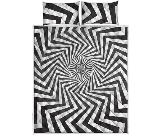 Angular Swirl Motion Illusion Print Quilt Bed Set
