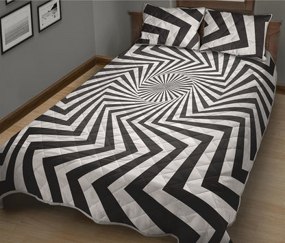 Angular Swirl Motion Illusion Print Quilt Bed Set