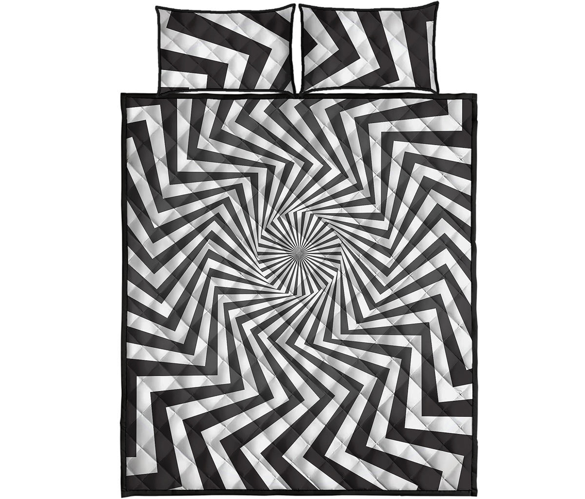 Angular Swirl Motion Illusion Print Quilt Bed Set