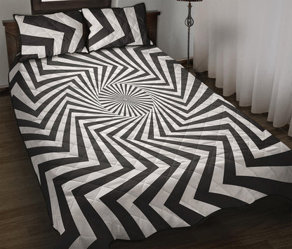 Angular Swirl Motion Illusion Print Quilt Bed Set