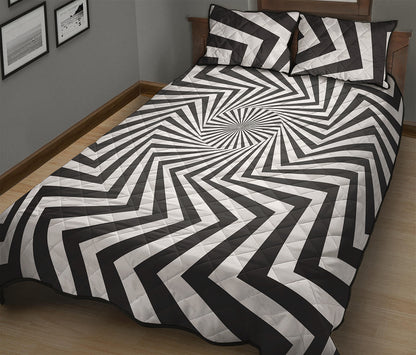 Angular Swirl Motion Illusion Print Quilt Bed Set
