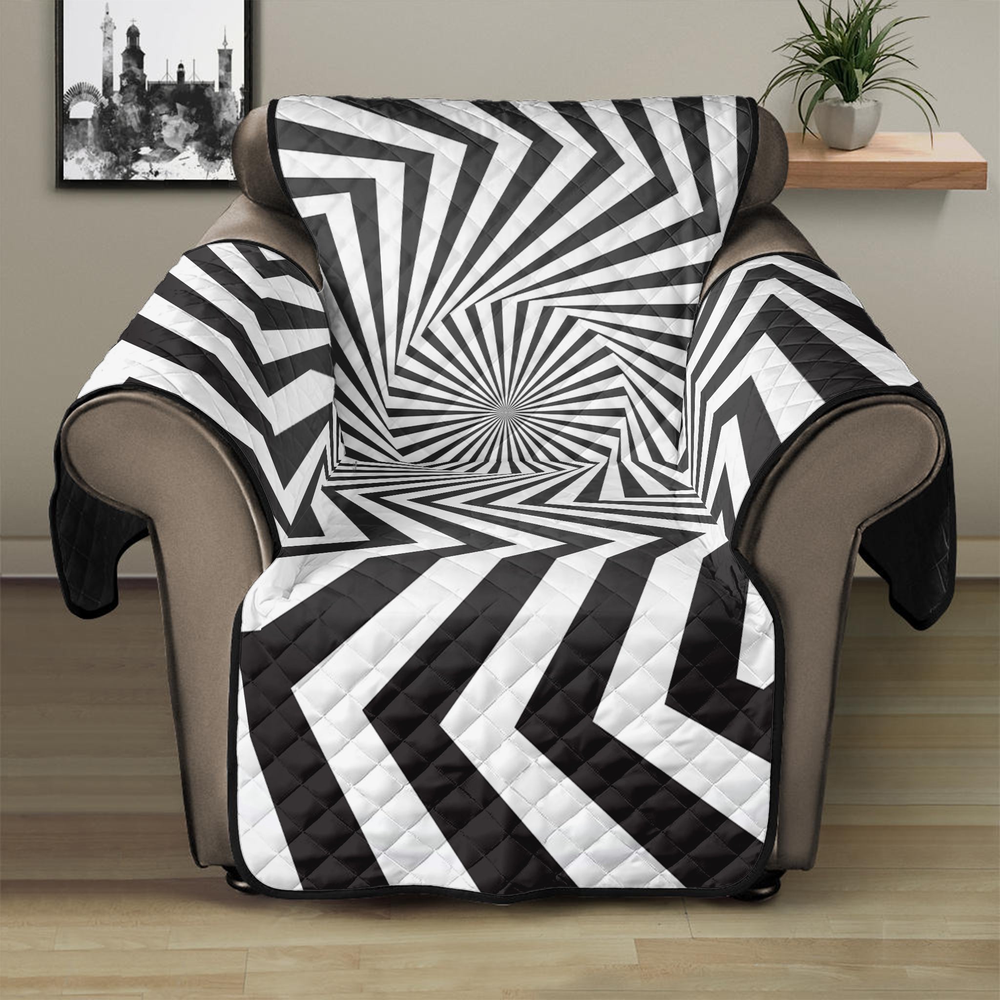 Angular Swirl Motion Illusion Print Recliner Protector