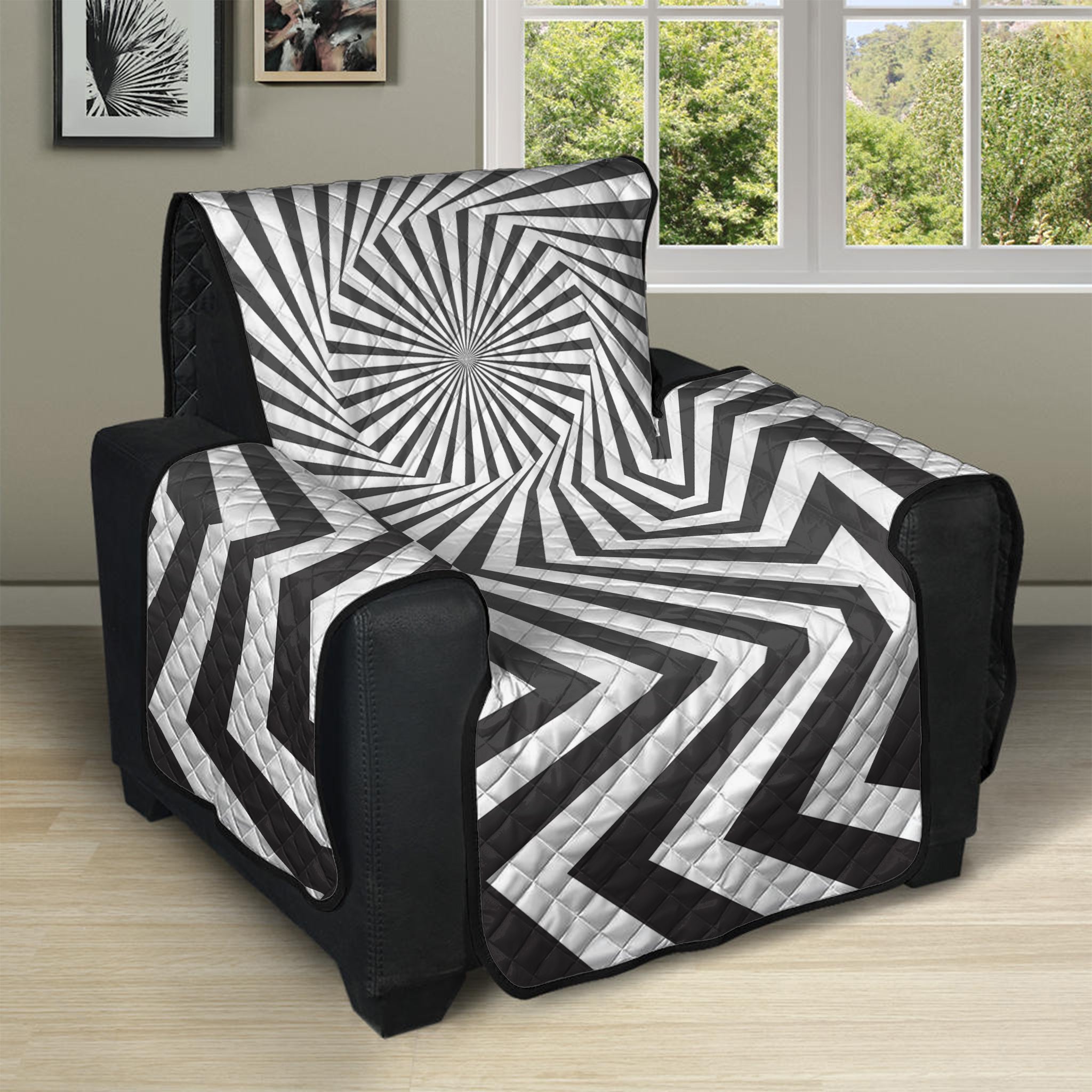 Angular Swirl Motion Illusion Print Recliner Protector