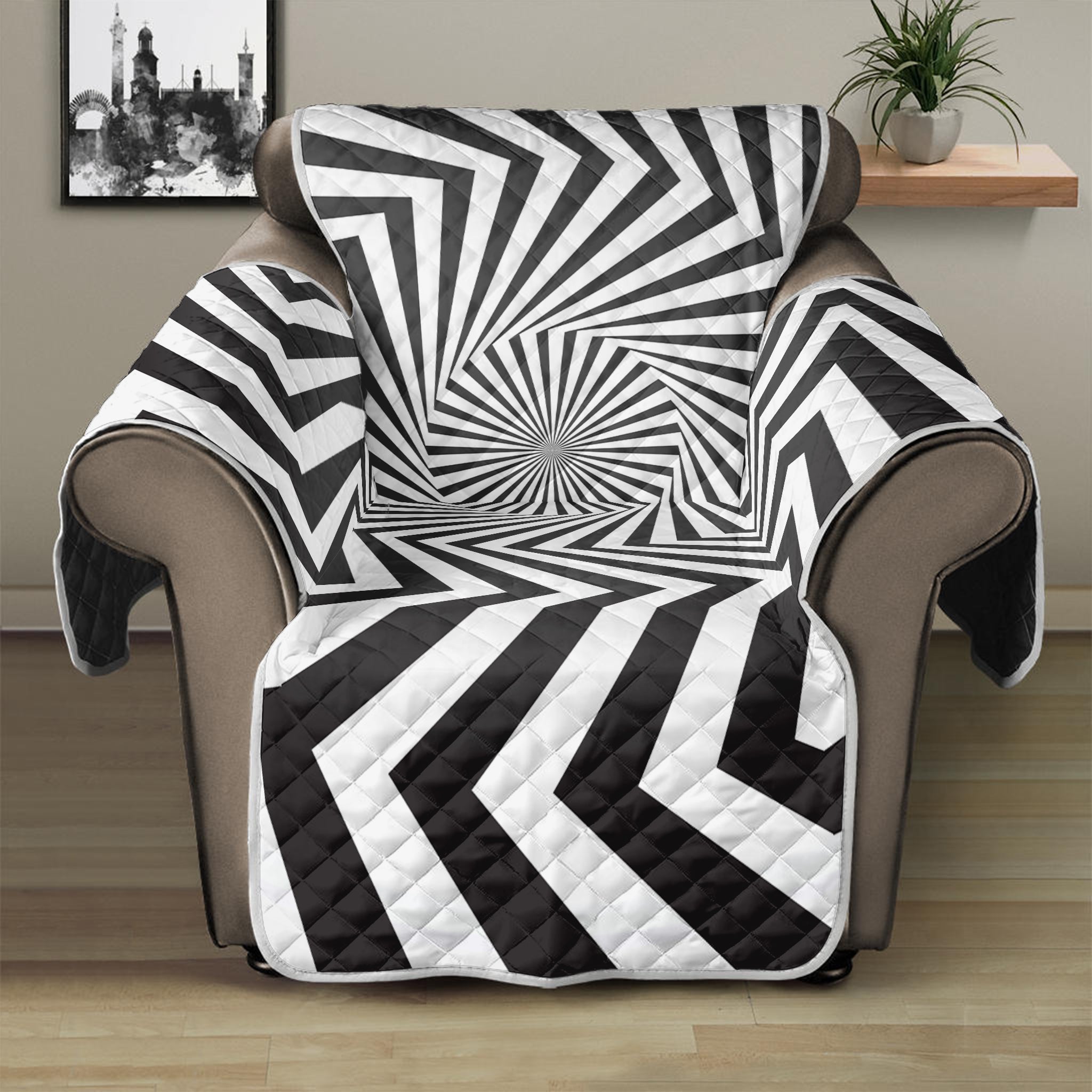 Angular Swirl Motion Illusion Print Recliner Protector