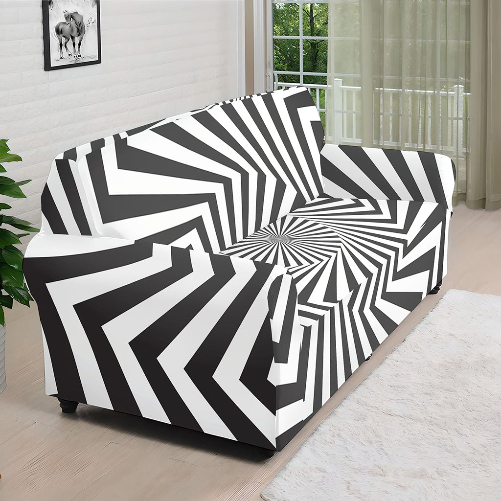 Angular Swirl Motion Illusion Print Sofa Cover