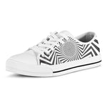 Angular Swirl Motion Illusion Print White Low Top Shoes