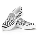 Angular Swirl Motion Illusion Print White Slip On Sneakers