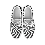 Angular Swirl Motion Illusion Print White Slip On Shoes