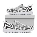 Angular Swirl Motion Illusion Print White Running Shoes