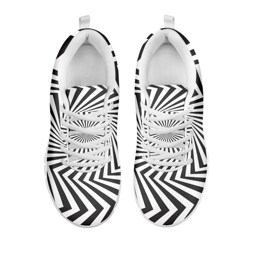 Angular Swirl Motion Illusion Print White Sneakers