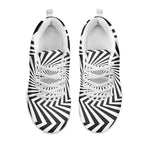 Angular Swirl Motion Illusion Print White Sneakers