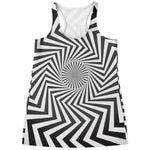 Angular Swirl Motion Illusion Print Women's Racerback Tank Top