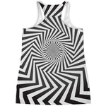 Angular Swirl Motion Illusion Print Women's Racerback Tank Top