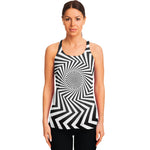 Angular Swirl Motion Illusion Print Women's Racerback Tank Top
