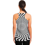 Angular Swirl Motion Illusion Print Women's Racerback Tank Top