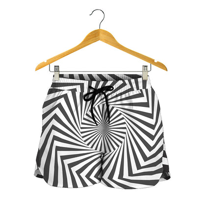 Angular Swirl Motion Illusion Print Women's Shorts