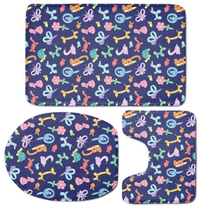 Animal Balloon Pattern Print 3 Piece Bath Mat Set