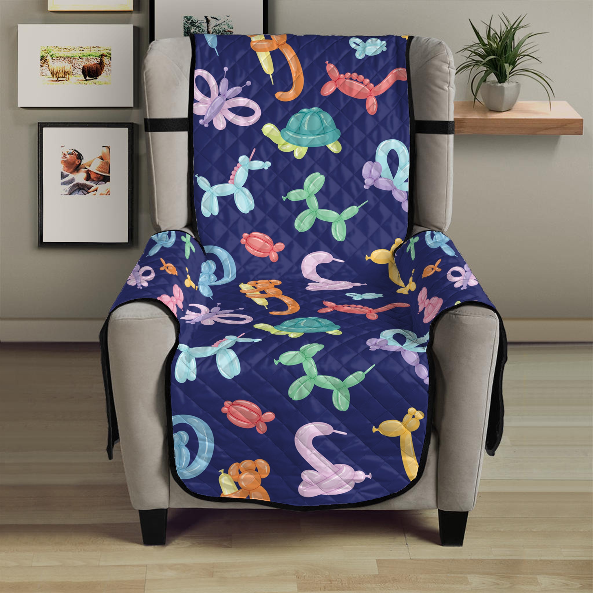 Animal Balloon Pattern Print Armchair Protector