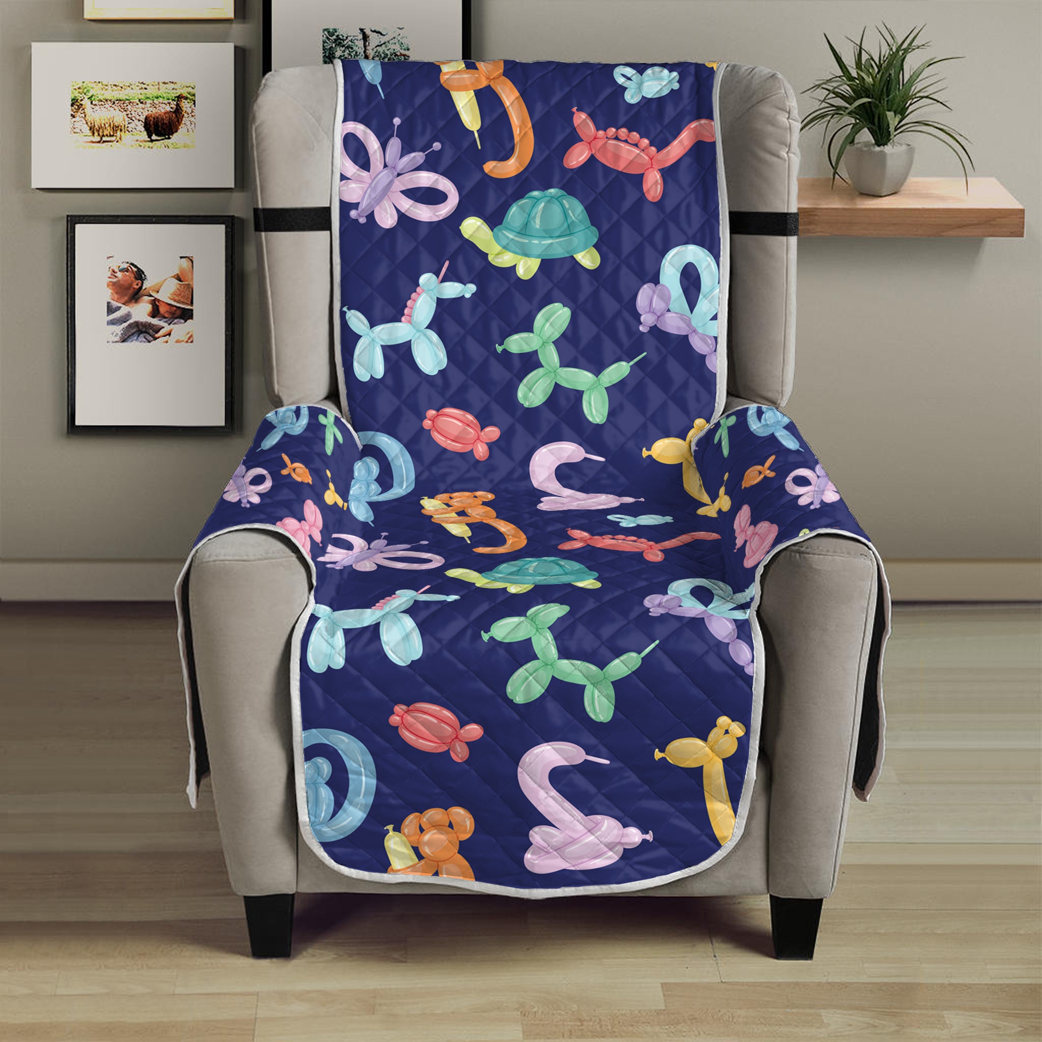 Animal Balloon Pattern Print Armchair Protector