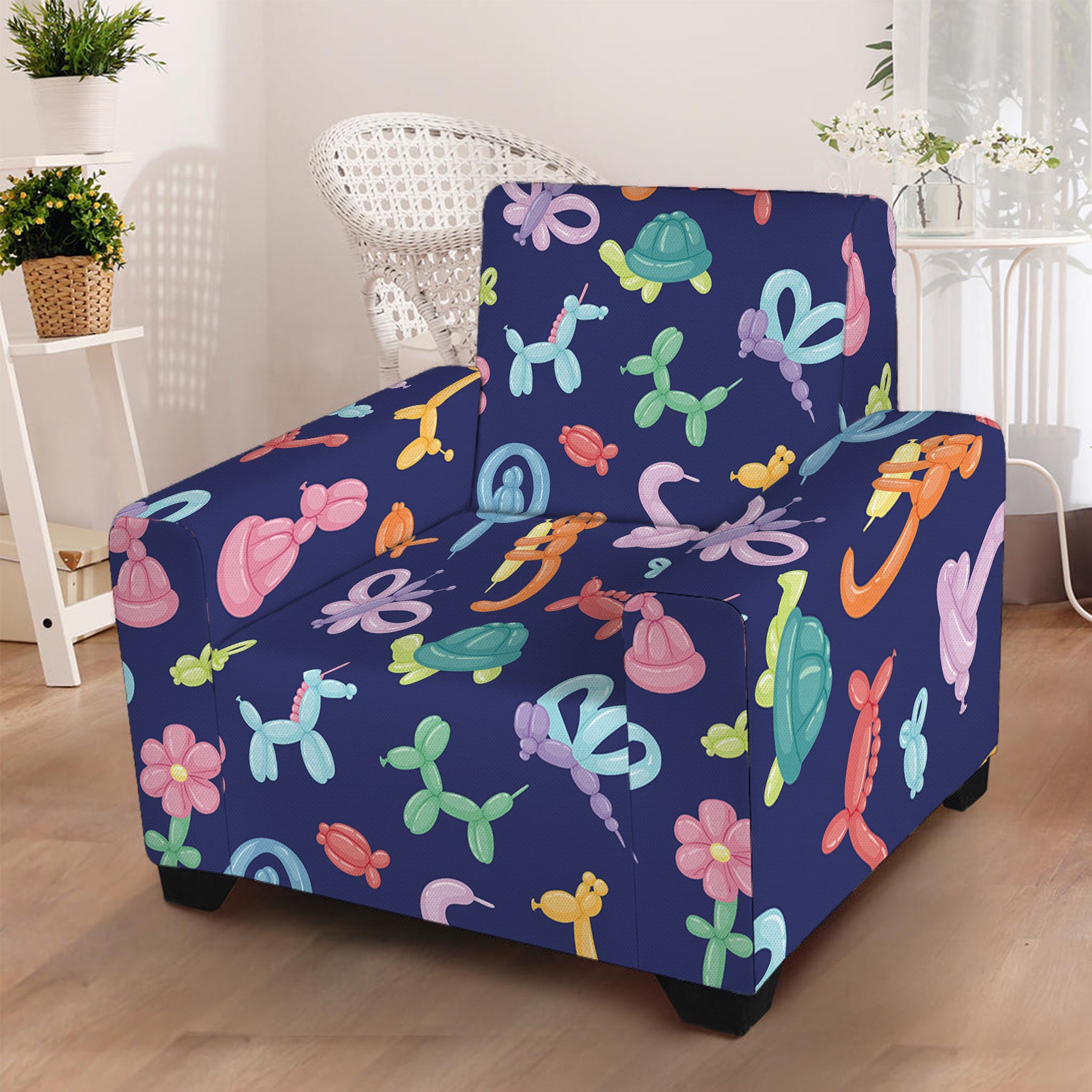 Animal Balloon Pattern Print Armchair Slipcover