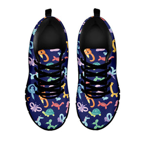 Animal Balloon Pattern Print Black Sneakers