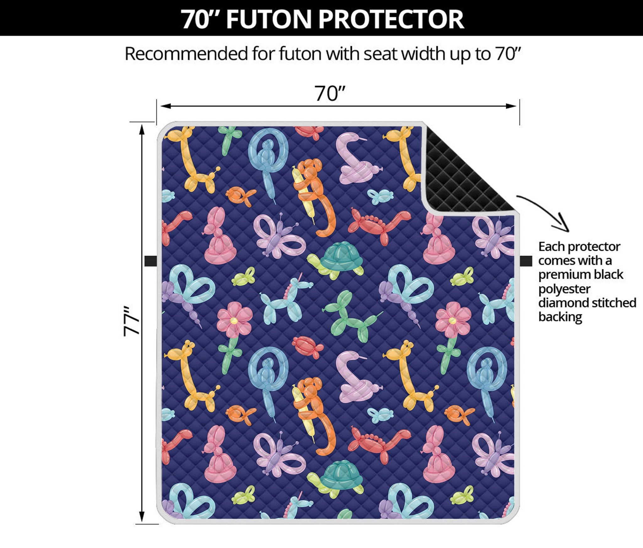 Animal Balloon Pattern Print Futon Protector