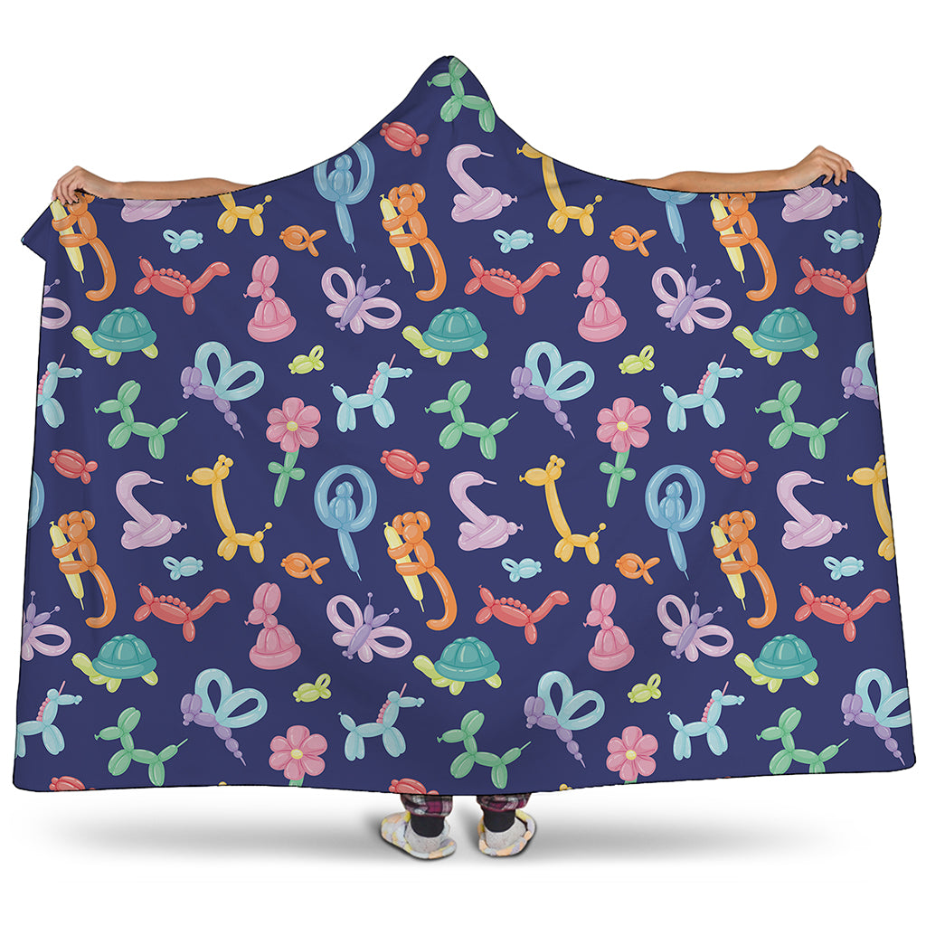 Animal Balloon Pattern Print Hooded Blanket