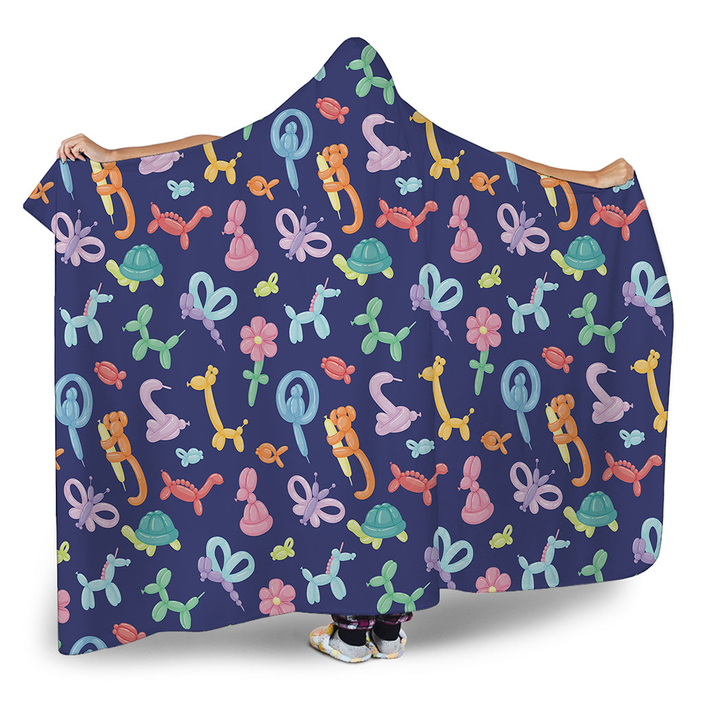 Animal Balloon Pattern Print Hooded Blanket