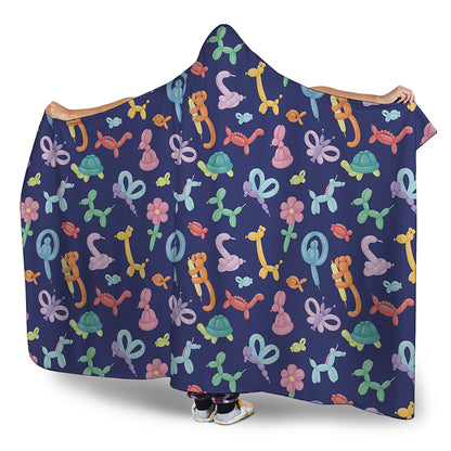 Animal Balloon Pattern Print Hooded Blanket