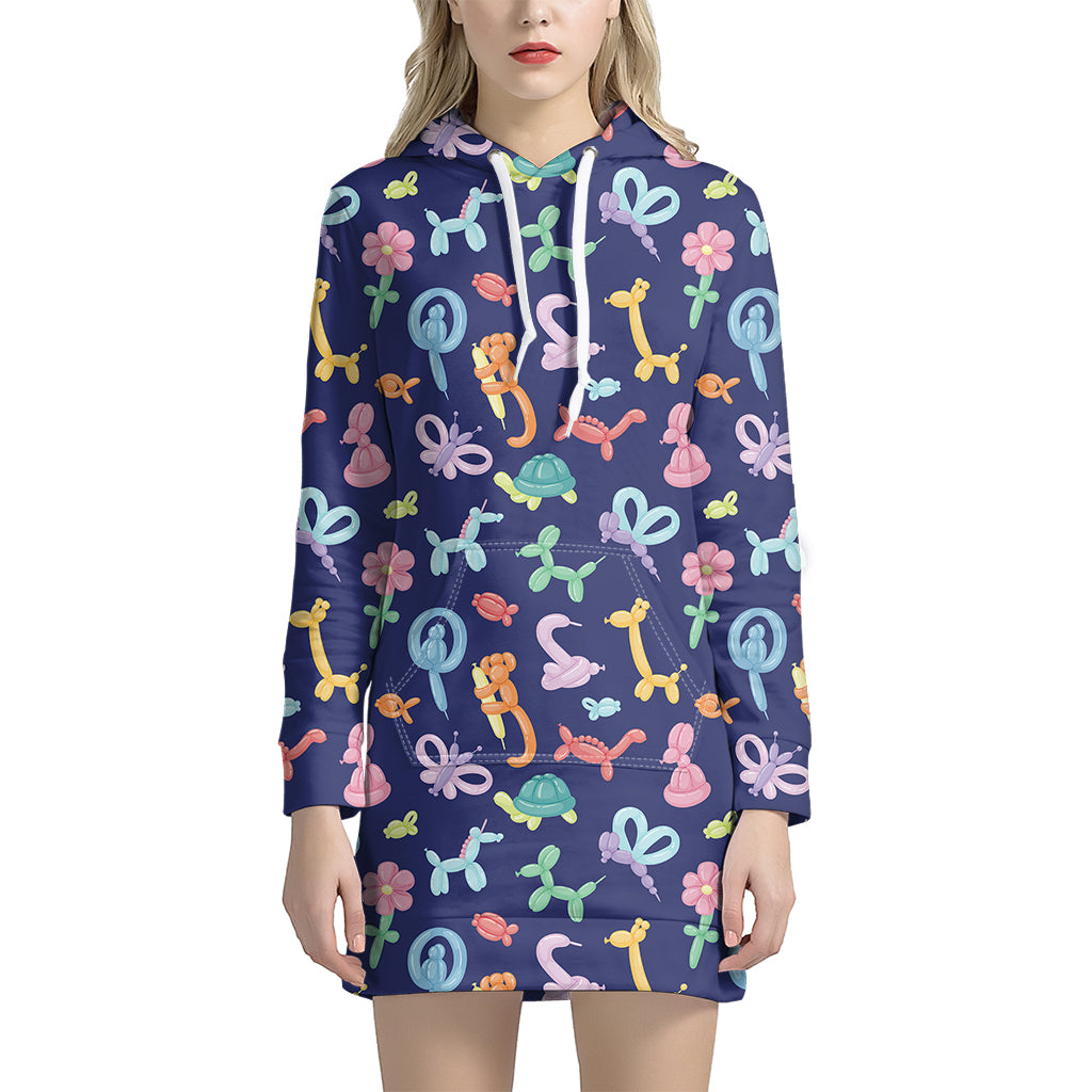 Animal Balloon Pattern Print Hoodie Dress