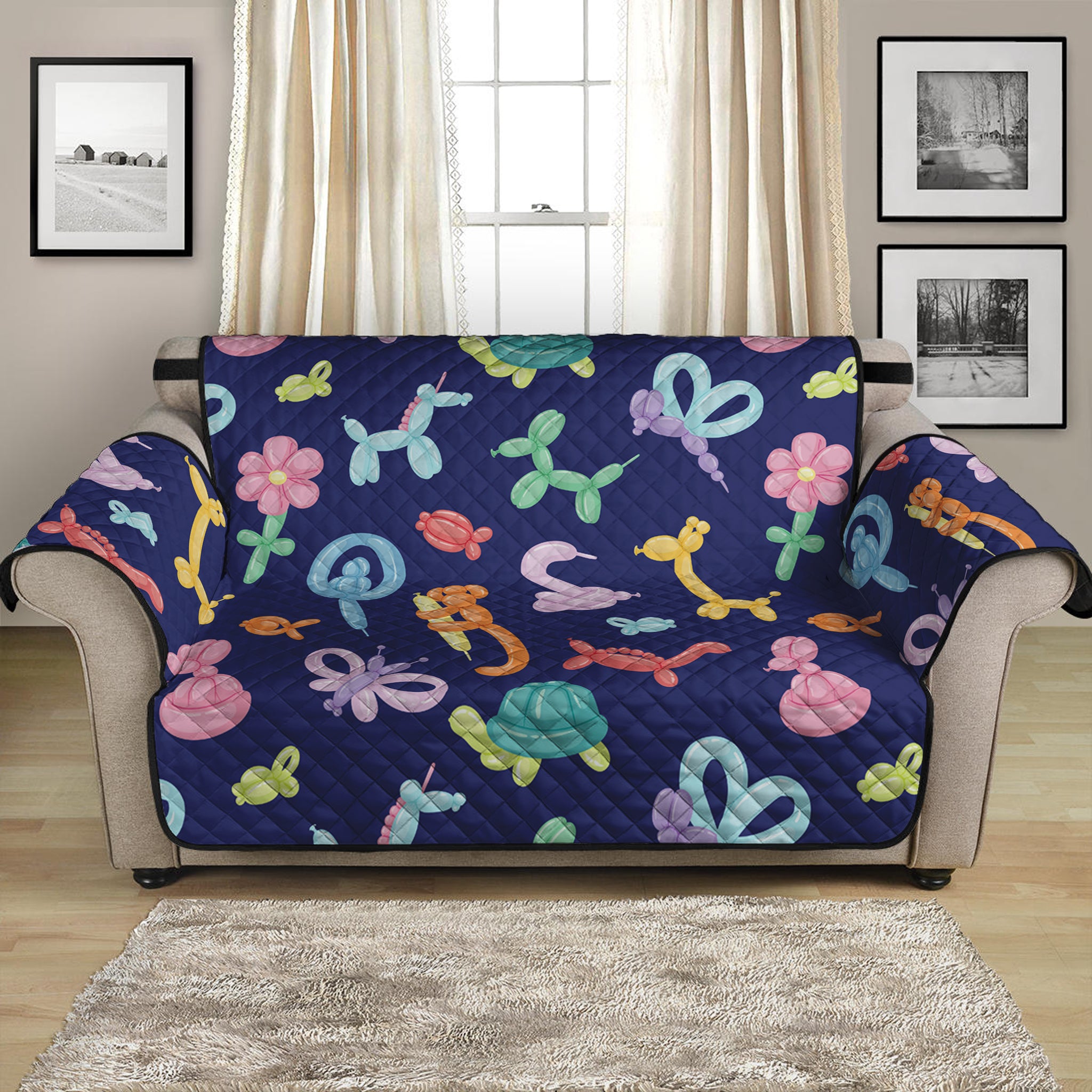 Animal Balloon Pattern Print Loveseat Protector