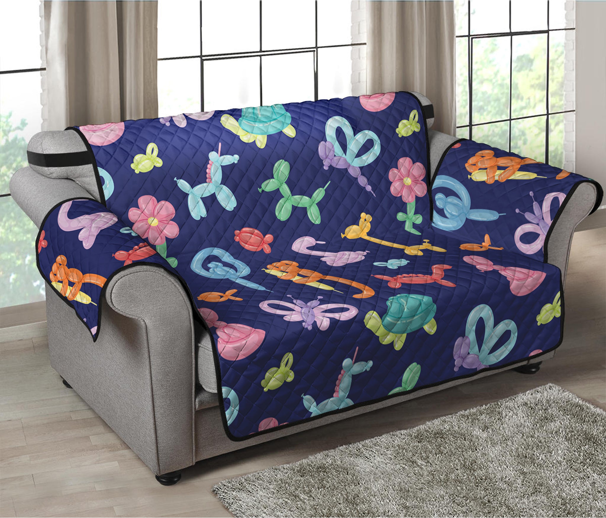 Animal Balloon Pattern Print Loveseat Protector