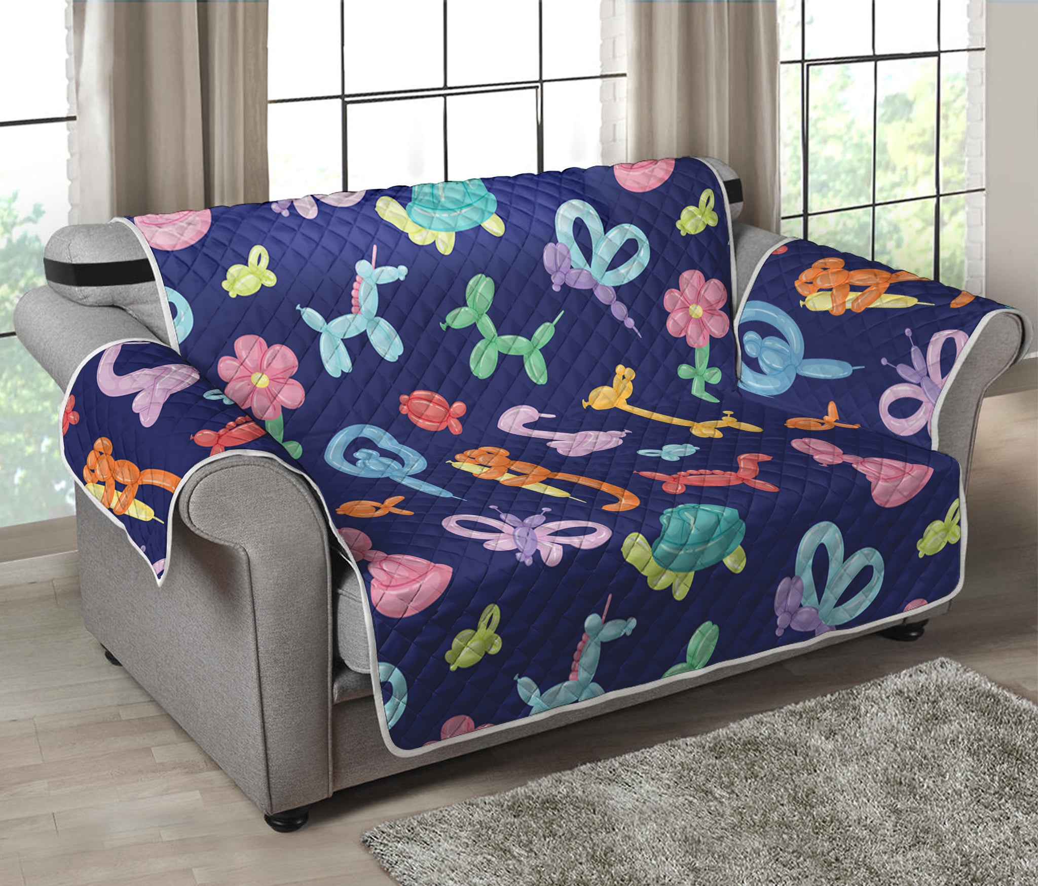 Animal Balloon Pattern Print Loveseat Protector