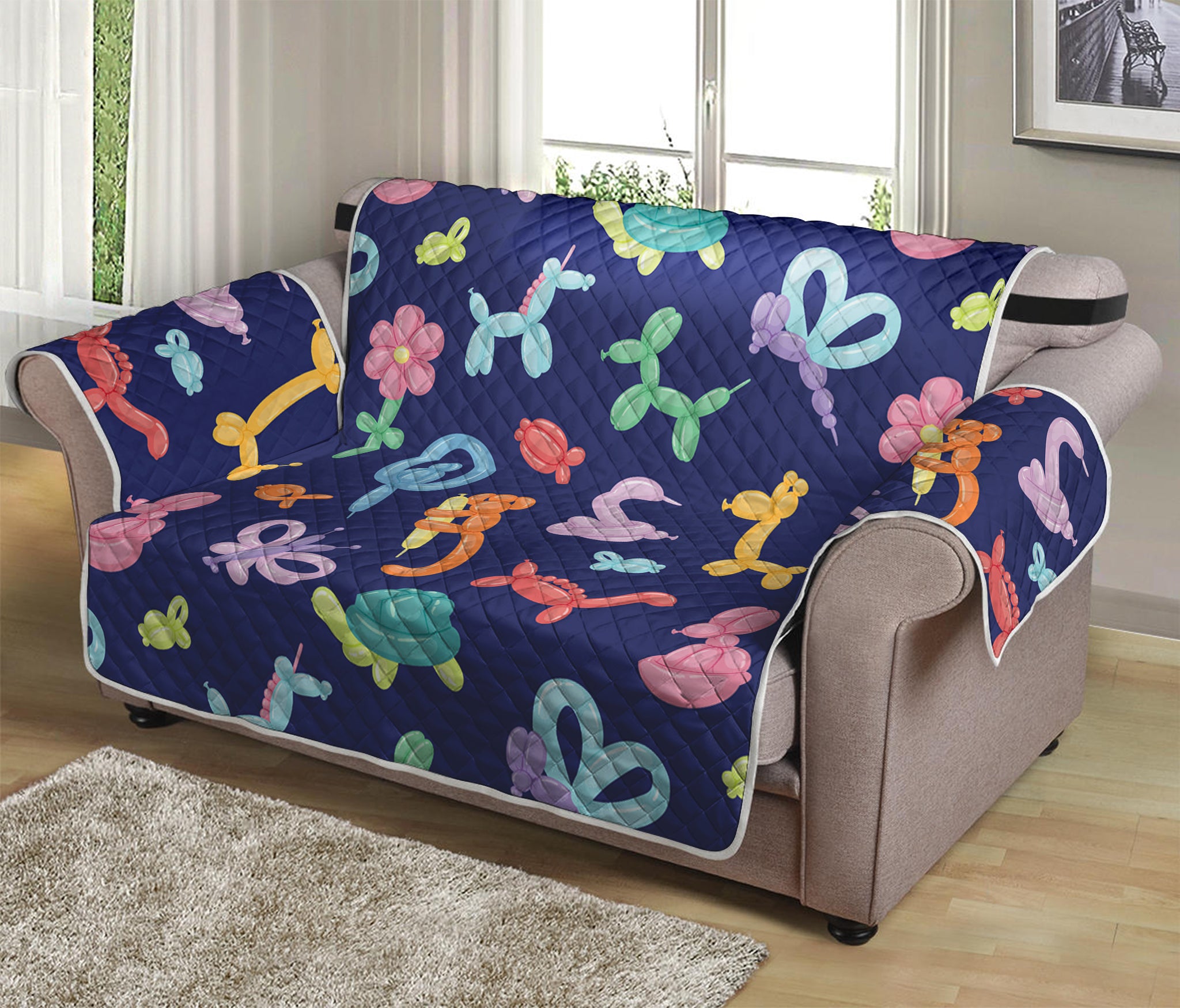 Animal Balloon Pattern Print Loveseat Protector