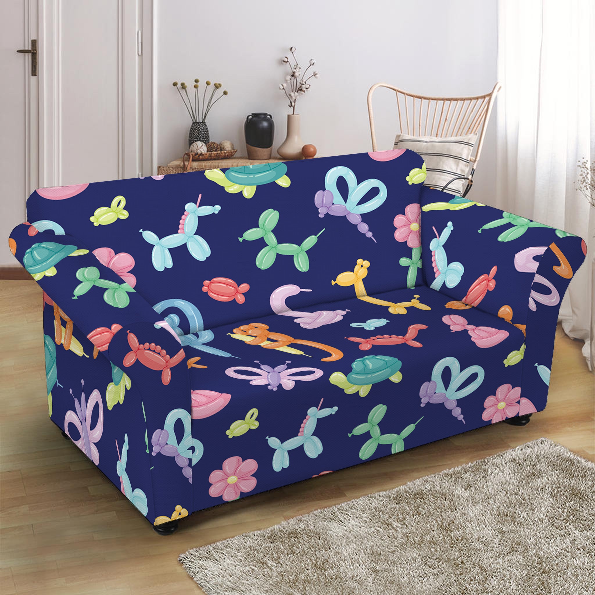 Animal Balloon Pattern Print Loveseat Slipcover