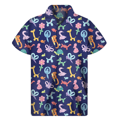 Animal Balloon Pattern Print Men's Short Sleeve Shirt