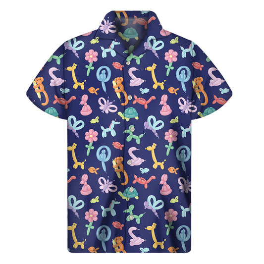 Animal Balloon Pattern Print Men's Short Sleeve Shirt