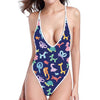 Animal Balloon Pattern Print One Piece High Cut Swimsuit