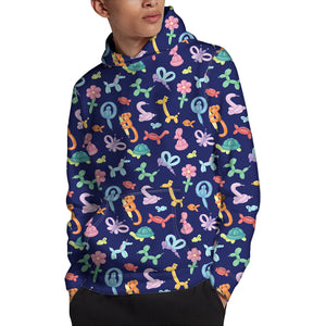 Animal Balloon Pattern Print Pullover Hoodie