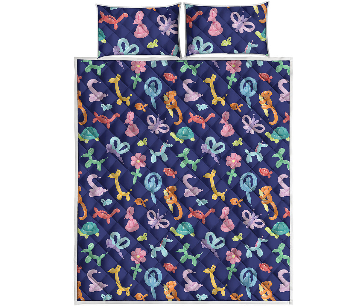 Animal Balloon Pattern Print Quilt Bed Set