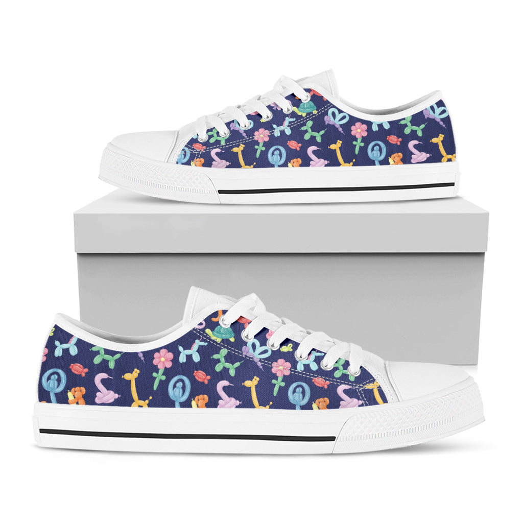 Animal Balloon Pattern Print White Low Top Shoes