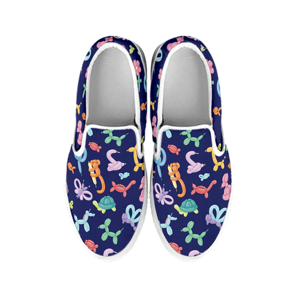 Animal Balloon Pattern Print White Slip On Shoes