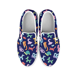 Animal Balloon Pattern Print White Slip On Shoes