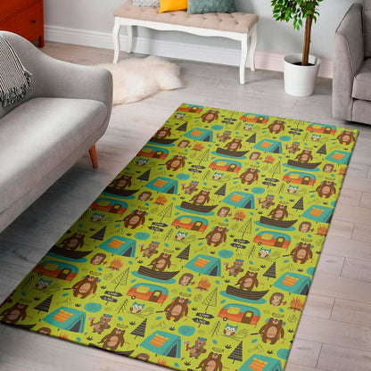 Animal Camping Pattern Print Area Rug