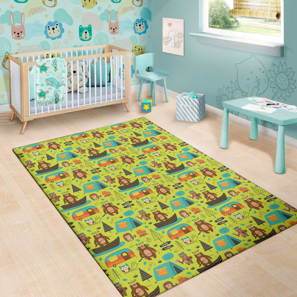 Animal Camping Pattern Print Area Rug