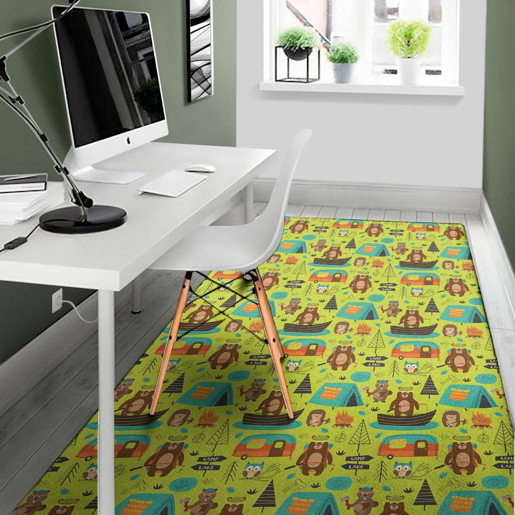 Animal Camping Pattern Print Area Rug